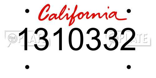 1310332 California License Plate