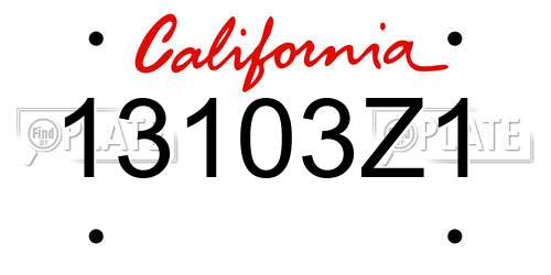 13103Z1 California License Plate