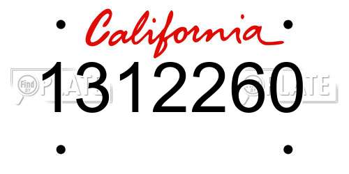 1312260 California License Plate
