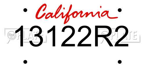 13122R2 California License Plate