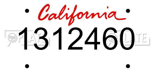 1312460 California License Plate