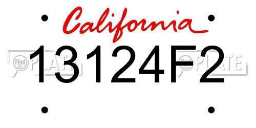 13124F2 California License Plate