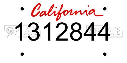 1312844 California License Plate