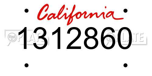 1312860 California License Plate