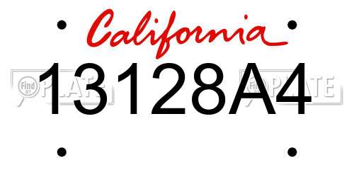 13128A4 California License Plate