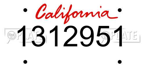 1312951 California License Plate
