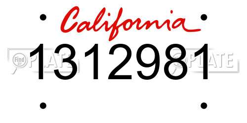 1312981 California License Plate