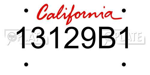13129B1 California License Plate