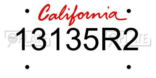 13135R2 California License Plate