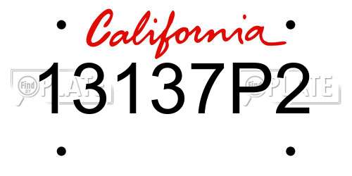 13137P2 California License Plate