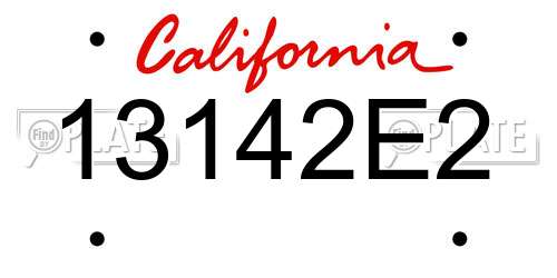 13142E2 California License Plate