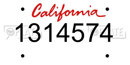 1314574 California License Plate