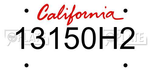 13150H2 California License Plate