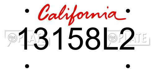 13158L2 California License Plate