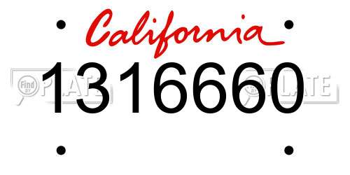 1316660 California License Plate