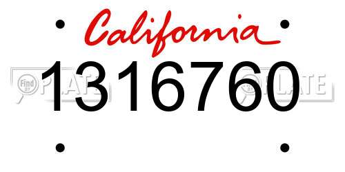 1316760 California License Plate