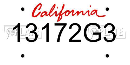 13172G3 California License Plate