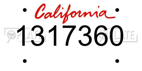 1317360 California License Plate