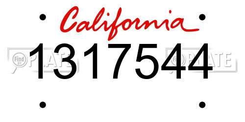 1317544 California License Plate