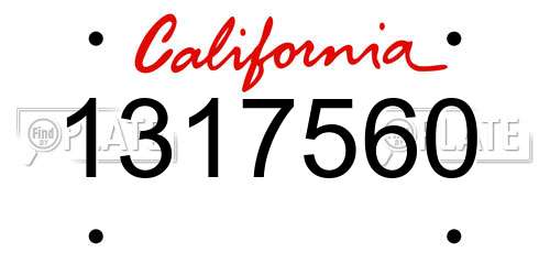 1317560 California License Plate