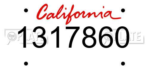 1317860 California License Plate