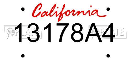 13178A4 California License Plate