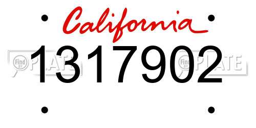 1317902 California License Plate