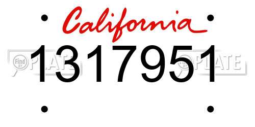 1317951 California License Plate
