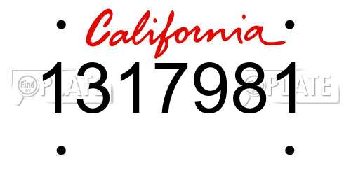 1317981 California License Plate