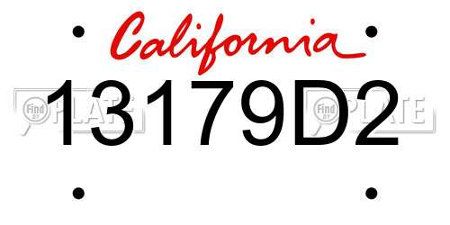 13179D2 California License Plate