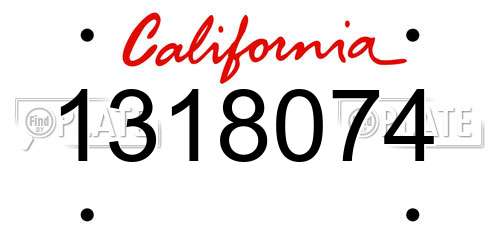 1318074 California License Plate