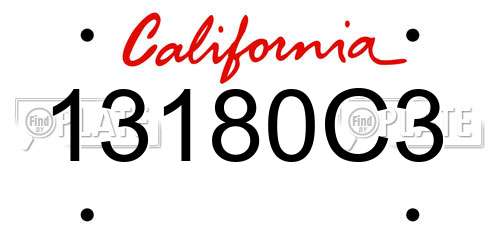 13180C3 California License Plate