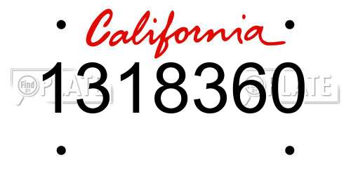 1318360 California License Plate