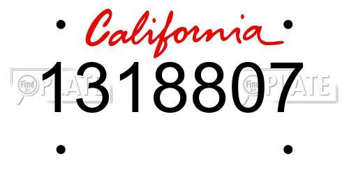 1318807 California License Plate