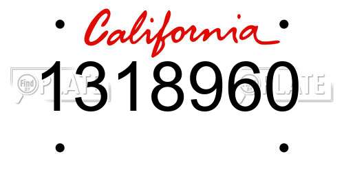 1318960 California License Plate