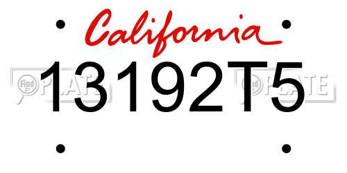 13192T5 California License Plate