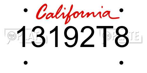 13192T8 California License Plate