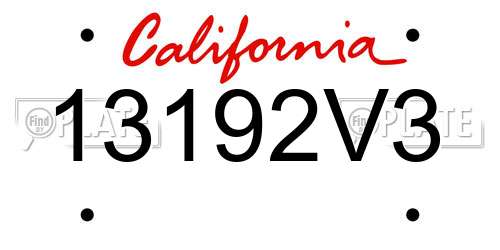 13192V3 California License Plate