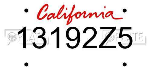 13192Z5 California License Plate