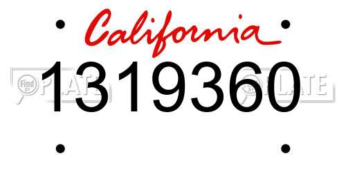 1319360 California License Plate