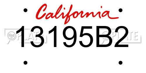 13195B2 California License Plate