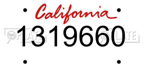 1319660 California License Plate