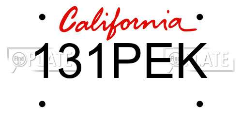 131PEK California License Plate
