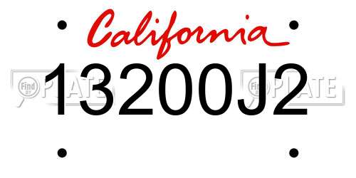 13200J2 California License Plate
