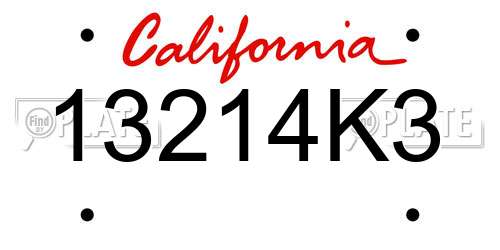 13214K3 California License Plate
