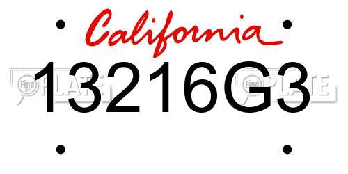 13216G3 California License Plate