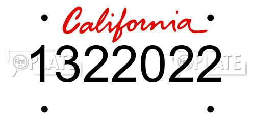 1322022 California License Plate
