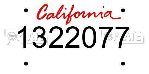 1322077 California License Plate
