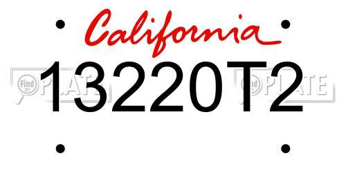13220T2 California License Plate