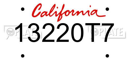 13220T7 California License Plate